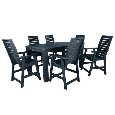 Highwood Usa Weatherly 7pc Rectangular Counter Height Outdoor Patio Furniture Dining Set 72 x 42 AD-ST7WL2CO4BA-FBE
